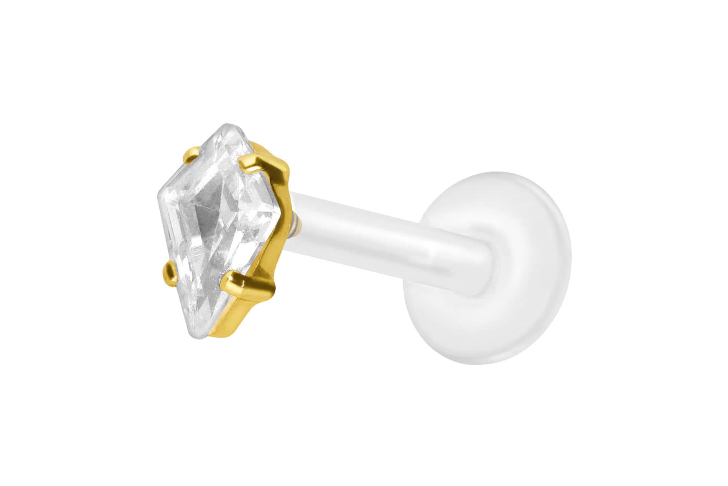 PTFE Labret Piercing mit Innengewinde + Titan-Aufsatz KRISTALLRAUTE